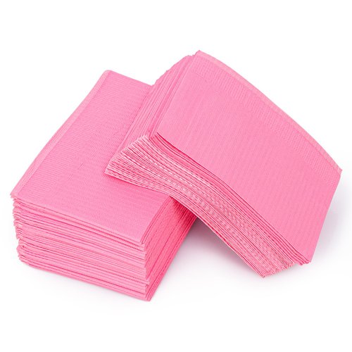 Funfe Nail Tips Art Table Towels Mat, Pink, 50 Pcs, French, Wood Pulp Paper, Disposable, Waterproof, Foldable, Salon Use