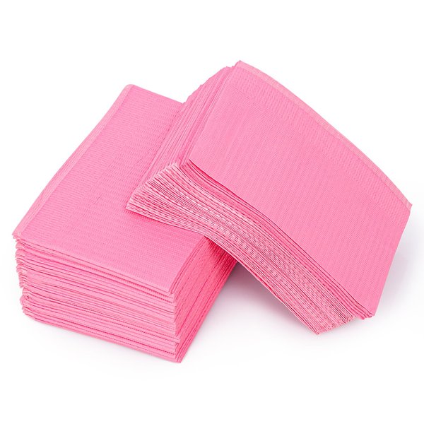 Funfe Nail Tips Art Table Towels Mat, Pink, 50 Pcs, French, Wood Pulp Paper, Disposable, Waterproof, Foldable, Salon Use