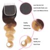 Shining Girl 12A Ombre Body Wave Bundles With Closure Brazilian Virgin Remy 100% Human Hair Ombre 3 Tone T1B/4/27 Color Human Hair Extensions 3 Bundles with 4x4 Lace Closure (22 24 26+20, 1B#/4#/27#)