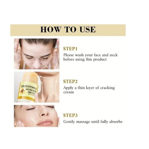 Turmeric & Vitamin C Face And Neck Cream Stick on the Go Deeply Moisturize And Rejuvenate Neck Skin (Face and Neck Stick)