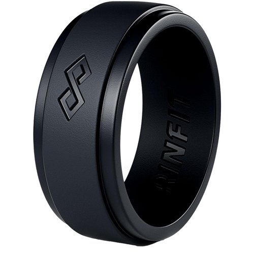 Rinfit Silicone Rings for Men - Mens Silicone Wedding Band - Infinity Silicone Ring Men - Rubber Wedding Rings - Patented Design - Black, Size 7