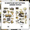 Serencatcher 144pcs Hip Hop Temporary Tattoos, 90s Hip Hop Party Favors with Notorious Tattoos Stickers for 80s 90s Themed Notorious Big Rap Birthday Party Decorations Gifts Classroom School Rewards