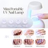 Five Angeles Tipex Gel Nail Tips Kit,Full Cover Long Coffin Pre-building Acrylic Nail Set Deep C Curve for Flat Nail,120pcs Clear Press On Nail Tips+Solid Nail Glue+Nail Lamp+Base Gel