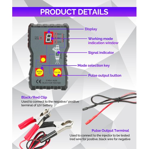 RACOONA Fuel Injector Cleaner Kit,Fuel Injector Tester and Cleaner Kit with 4 Adapters,Car Accessories Fuel Injector Tester 8 Pulse Injector Tester Diy Cleaning Tools,Fit Most Car Motorcycle Injectors