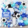 Soccer Balloon Arch Garland Kit, Royal Blue White Teal Blue Balloons Decorations with Soccer Foil Balloons for Men Women Teen Kids Soccer Football Theme Birthday Party Decor Supplies