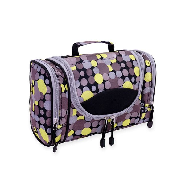 Everest Deluxe Toiletry Bag, Yellow/Gray Dot, One Size