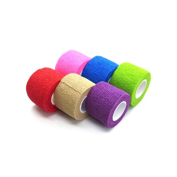 BIGWASP 12pcs Disposable Cohesive Tattoo Grip Cover Wrap, Self Grip Roll Elastic Bandage Handle Grip Tube