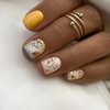 24Pcs Fall Nails Press on Nails Short Square Fake Nails Thanksgiving Acrylic Nails with Gold Foil Leaf Letter Design Glue on Nails Autumn Full Cover Stick on Nails Maple Leaves Acrylic Nails for Women