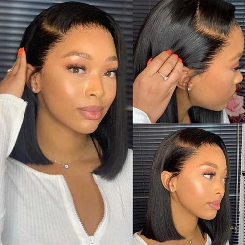 Julia Hair Bye Bye Knots Wig Wear and Go Glueless BOB Wig 7x5 HD Lace Front Wigs Pre plucked Pre Cut Hairline Human Hair Pre Bleached Invisible Knots Frontal Wig 180% Density 10 Inch…