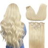 GOO GOO Clip in Hair Extensions Real Human Hair, 16inch 120g 7Pcs, 60A Platinum Blonde, Remy Human Hair Extensions Clip ins for Women, Natural Human Hair