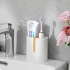 rejomiik Matte White Toothbrush Holders Electric Toothbrush Holder for Bathrooms, Bamboo Tooth Brushing and Toothpaste Storage Organizer for Sink, Countertop