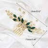 Brihasory Bohe Green Wedding Bridal Hair Comb Rhinestone Hair Accessories for Brides Flower Headpiece Romantic Hair Ornaments Prom Tiaras for Girls and Women Valentine Bridesmaid Gifts(Gold Green)