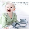 Vbglmya Silicone Baby Teether 6-12 Months,Infant Teether Easy to Hold Teething Rings for Babies 0-6 Months Teething Relief Toys for Baby,Groundhog Gloves Teether Dusty Blue