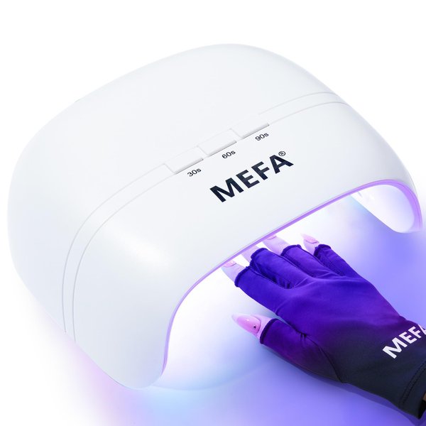 MEFA UV Nail Lamp with UV Gloves, 72W UV Light for Gel Nails with 21pcs Lamp Beads, 3 Times UV Dryer for Gel Nail Polish Fast Curing, Professional UPF99+ UV Gloves for Gel Manicures for Women Salon