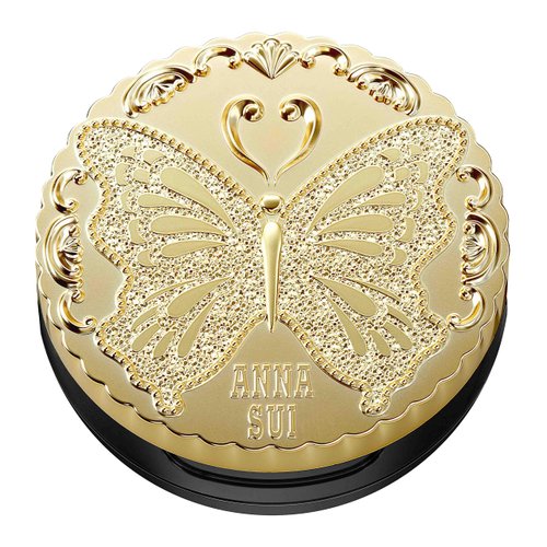 ANNA SUI Loose Face Powder, Mini Compact Only, Refill Sold Separately, With Puff and Lid decorated with Anna Sui's icon Butterfly Motif, 01 Gold