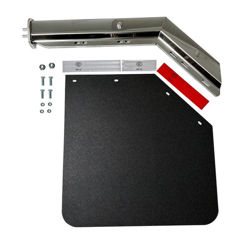 IBESTWOLF 2PCS Stainless Steel Angled Spring Loaded Mud Flap Hanger Bracket with Angled Splash Guard Mudflap 24"x24", 2-1/2'' 2.5'' Bolt Spacing for Semi Truck Trailer