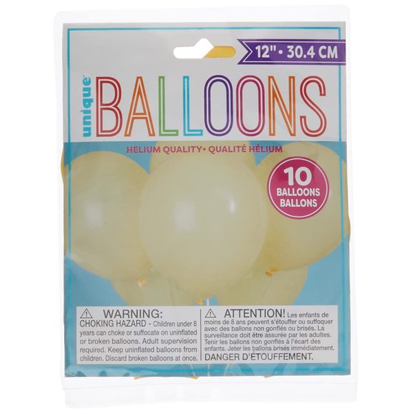 Ivory Latex Balloons, 12" (10-Pack) - Premium-Quality & Vibrant Party Decorations, Perfect for Any Celebration