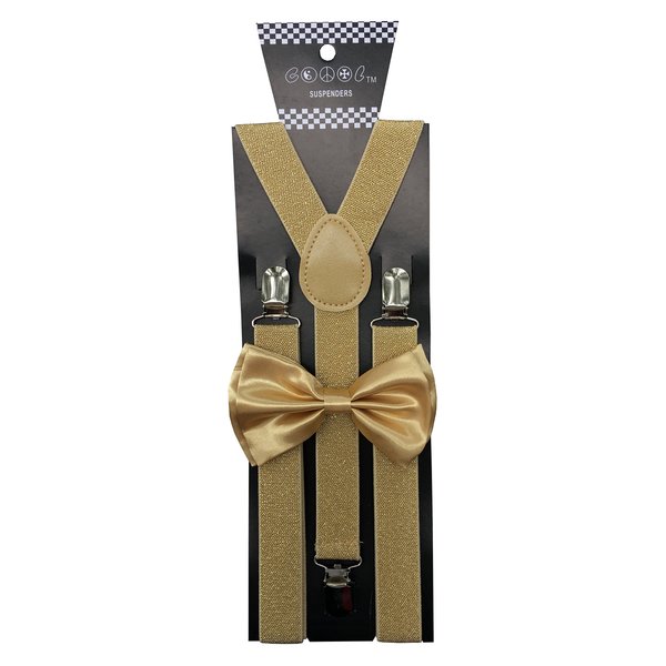 4everstore Unisex's Bow tie & Suspender Sets (Champagne Gold)