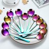 Berglander Rainbow Soup Spoons, 12pc Stainless Steel Titanium Plated, Multicolor Round, Easy To Clean, Dishwasher Safe