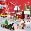 Christmas Friends Set Christmas Ornaments, City Holiday Train Station Set, Christmas Tree, 5 Friends Minifigures, City Ski Center, Gift for Girl 6+, Compatible with Lego Christmas Sets, 565 PCS