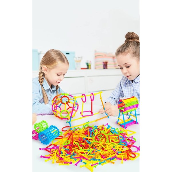LZSQTOYS 560 PCS Building Blocks Set, Different Shape Educational Construction Engineering Set 3D Puzzle, Interlocking Creative Connecting Kit,Great Toy for Both Boys and Girls CMB-140