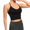 Lemedy Women Sports Bras Strappy Longline Fitness Padded Workout Yoga Running Crop Tank Tops (Black, Small)