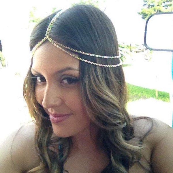 Haloty Wedding Head Chains Gypsy Layered Tassel Headbands Chain Head Jewelry Hair Pieces Headpiece Festival Porm Custume Headdress Bridal Hair Accessories for Women and Girls (Gold)