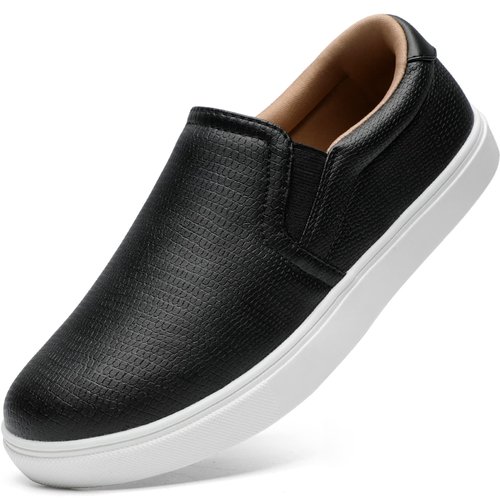 STQ Slip On Shoes for Women Comfort Fall Loafers with Memory Foam Business Casual Sneakers Black White Size 8