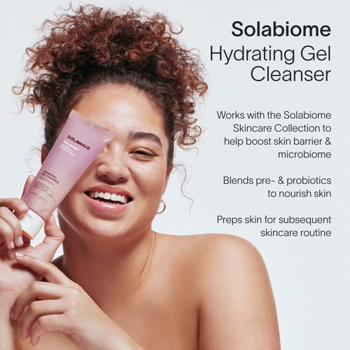 SolaWave Probiotic Gel Facial Cleanser with Prebiotics and Pro Vitamin B5, Hydrating and Soothing Formula to Remove Makeup and Reduce Blemishes - Non-Comedogenic for All Skin Types (3.4 FL OZ)