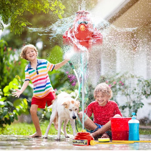 Skirfy Sprinkler Rocket Launcher, Water Rocket Sprinkler for Kids, Outdoor Water Toys for Kids Ages 4-8, Summer Backyard Water Play Toys Birthday Gift for Boys Girls