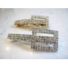 Generic Art deco rectangle shaped crystal hair barrette clip bridal clip bridal (Primary color: Gold)