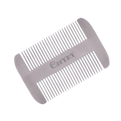 Beard Comb EDC Mustache Stainless Steel Wallet Comb Beard & Hair Pocket Mini Anti-Static Comb for Man(travel metal wallet)