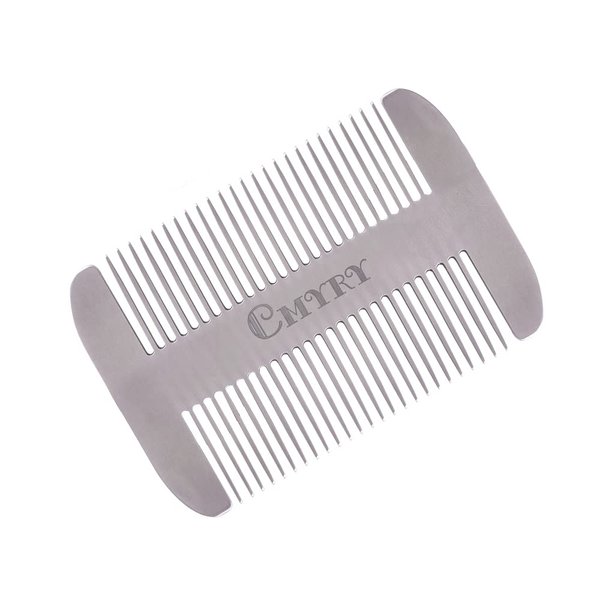 Beard Comb EDC Mustache Stainless Steel Wallet Comb Beard & Hair Pocket Mini Anti-Static Comb for Man(travel metal wallet)