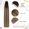 Moresoo Tape in Hair Extensions Human Hair,16 Inch 10 Pcs 25 Gram,#4/10/16 Brown to Gold Brown with Golden Blonde, Seamless Hair Extensions Fashion