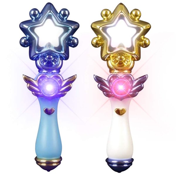 ArtCreativity Light Up Magic Star Wand, Set of 2, Cute Princess Wands with Flashing LED Effect & Magical Sounds, Batteries Included, Pretend Play Prop, Best Birthday Gift, Party Favor for Kids