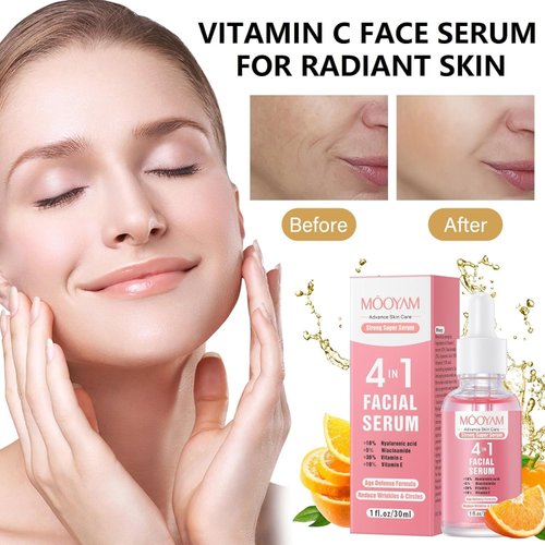 Vitamin C Face Serum, Hydrating Facial Serum with Vitamin C, Hyaluronic Acid, Niacinamide, Vitamin E, Anti Aging, Brightening Serum for Dark Spots, Fine Lines & Wrinkles,Facial Serum for All Skin 30ml