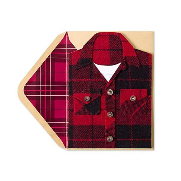 PAPYRUS Mans Flannel Shirt Blank Birthday Card