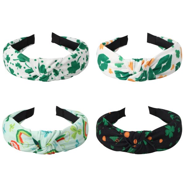 Budsmile St. Patrick’s Day Headbands for Women Girls Teens Green Shamrock Leprechaun Hat Hairbands Rainbow Lips Elastic Yoga Party Head Wrap