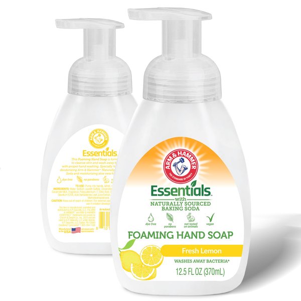 Arm & Hammer Foaming Hand Soap for Skin Cleaning - Antibacterial Hand Soap with Fresh Lemon Scent - Hand Soap Pump with Aloe Vera & Different Ingredients 12.5 Fl Oz (370mL)