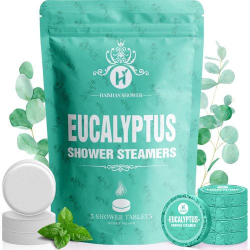 Shower Steamers Aromatherapy Organic Eucalyptus & Mint Essential Oil, 5-Pack Shower Bombs Gifts for Women or Men, Unique Birthday Gifts for Girlfriend Mom Wife Sister