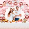 72 Pieces Birthday Decorations for Women Girls Included Backdrop Tablecloths Balloons Floral Garland Happy Birthday Party Supplies for Ladies Birthday Party Decor (Rose Gold)