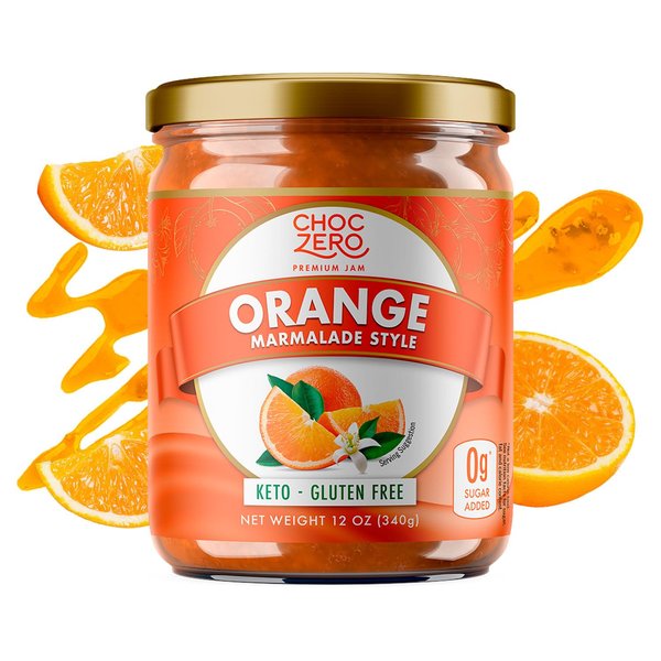 ChocZero Sugar Free Orange Marmalade - Sweet Keto Jam Spread with Oranges - No Added Sugars (1 Jar, 12oz)