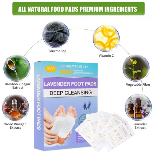 20PCS Lavender Foot Pads, Natural Bamboo Vinegar Ginger Powder Deep Cleansing Foot Pads, Easy to Use and Warm feet, Ginger Foot Pads for Relaxation, Warm feet,Relieve Stress, Remove Dampness