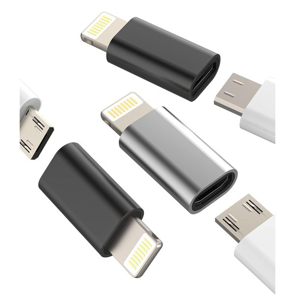 Micro USB Female to Lightning Male(3pack)Adapter Android Charging Cable Port Converter Compatible for Apple Iphone 11 13 12 Pro Max Mini Xs Se X 7 8Plus Ipad 2018 2019 Charger Cord Connector Data Sync
