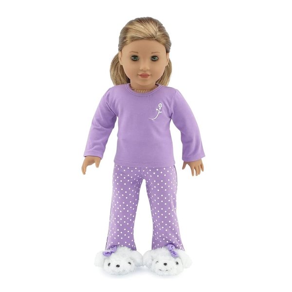 Emily Rose 18 Inch Doll Pajamas PJs Outfit Set, Including 18" Doll Puppy Slippers Accessory! | Gift Boxed! | Compatible with American Girl Dolls