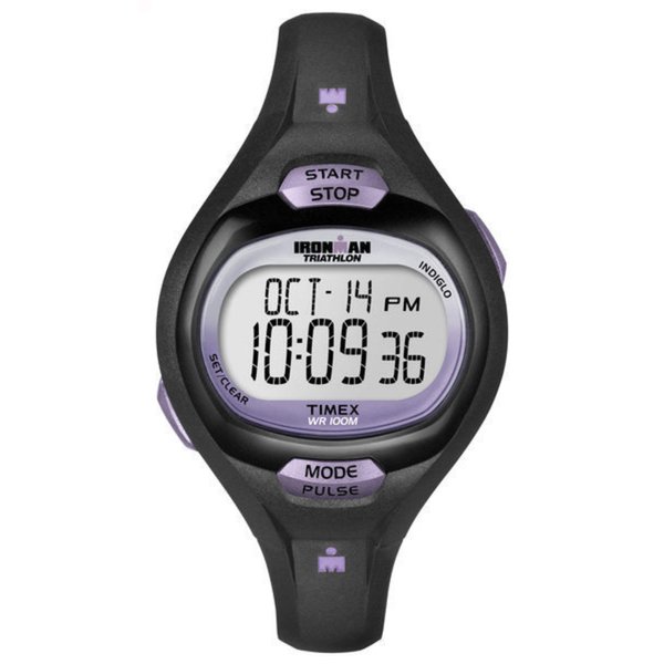 Timex Women's T5K187 Ironman Pulse Calculator Black/Purple Resin Strap Watch