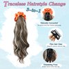 BUPPLER Ponytail Extension with Scrunchies Ponytail Wig Claw Clip in Fake Ponytail Hair Extensions Synthetic High/Low Pony Tail Hair Piece for Women (Orange Scrunchie Brown Ash Blonde Wavy)