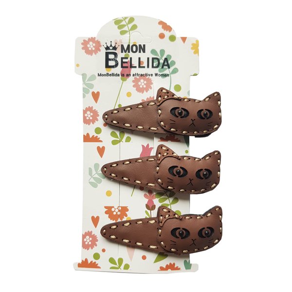 Flat Hair Clip Set for Girls - Handmade Cute Small Kitty Hair Accessory Stick Pin - Cat Hair Clip for baby, toddler and women gift_BR-01