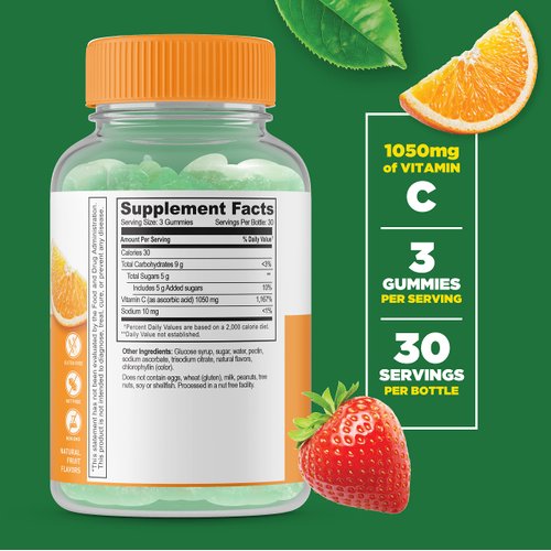 Lifeable Vitamin C - Great Tasting Natural Flavor Gummy Supplement - Vegetarian GMO-Free Chewable Vitamins - for Immune Support - 90 Gummies (1050 mg)