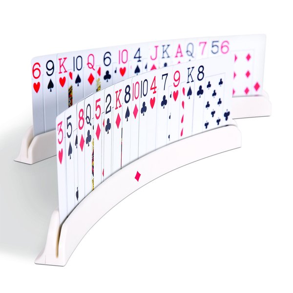 IdeaWorks Arc Playing Cards Holder (Set of 4) | Playing Card Holders for Seniors & Kids Card Holder | Curved Game Card Holder Design Prevents Viewing of Cards | Holds 15 Cards, White